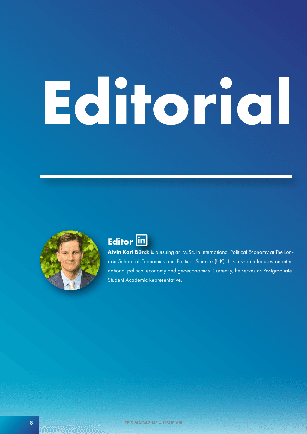 Editorial: EPIS Magazine Issue VIII